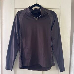 HKM Sparkle Riding Shirt • Brown Quarter Zip • Technical Stretch • Size Large
